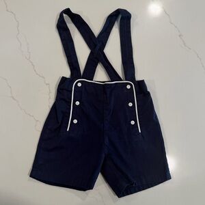 Janie and Jack Dark Blue Overalls with White Trim
